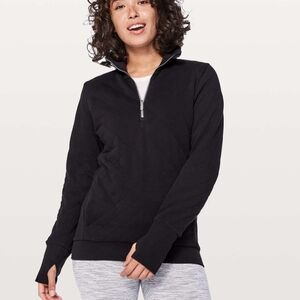 Lululemon Forever Warm Quilted Quarter Zip - Size 6 - Black Retail $128